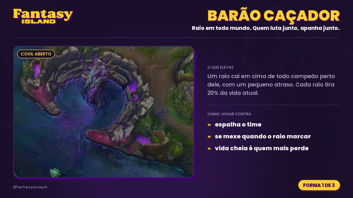 Barão Caçador: covil aberto e raio em todo campeão perto dele